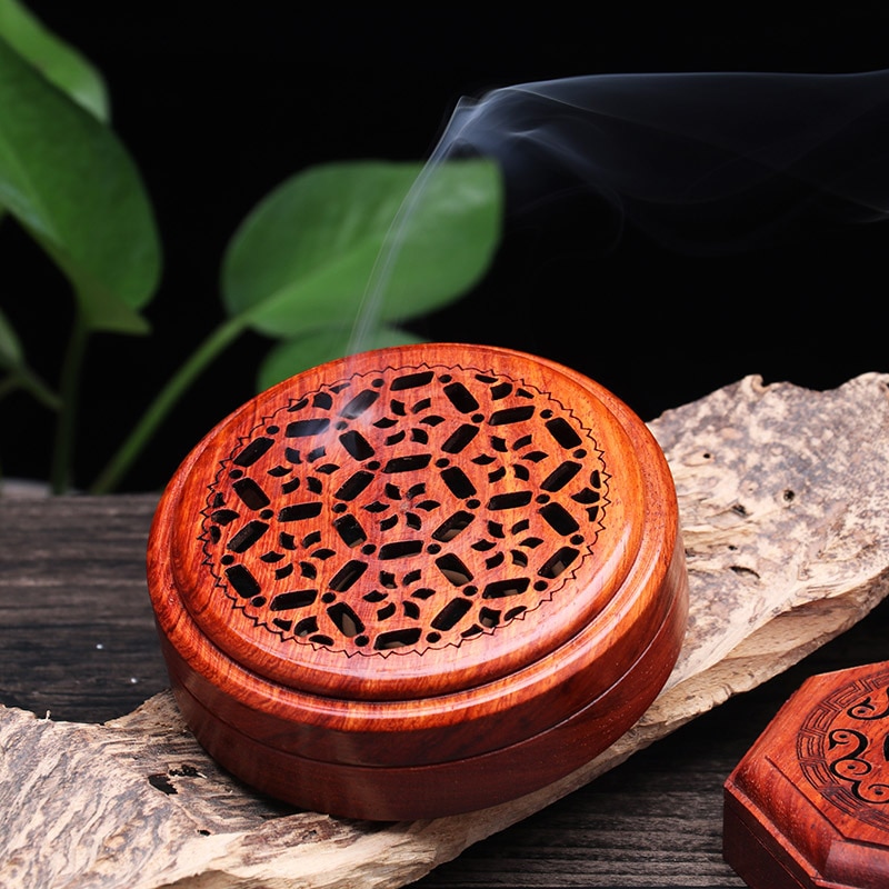 Handmade Wood Carved Coil Incense Burner