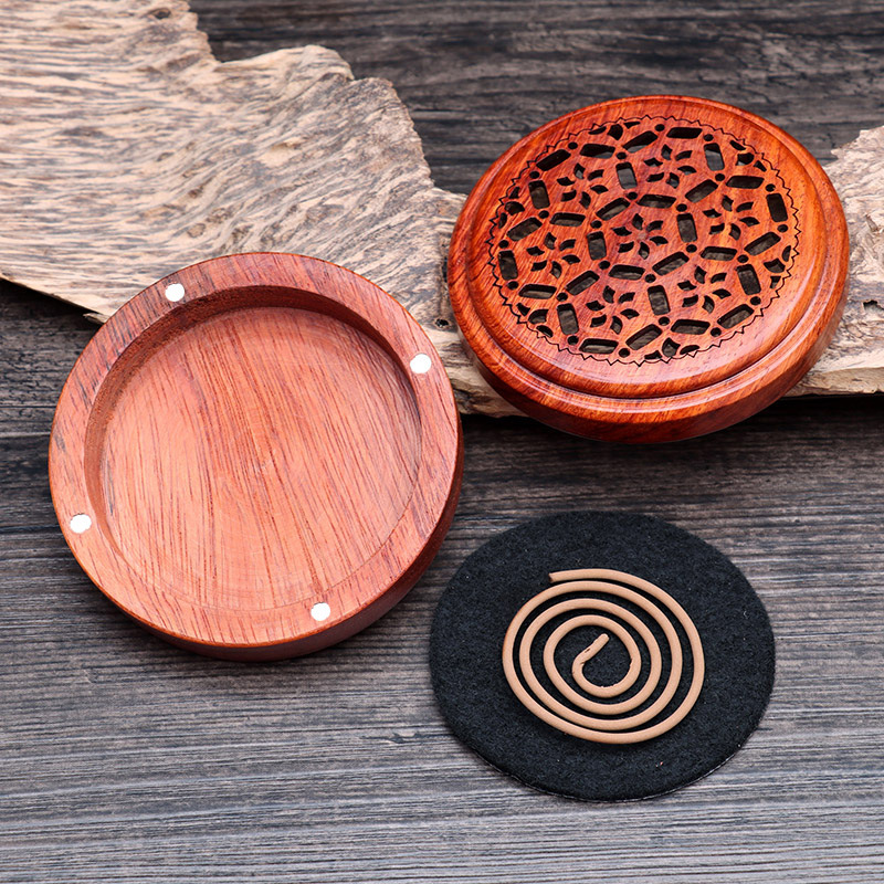 Handmade Wood Carved Coil Incense Burner