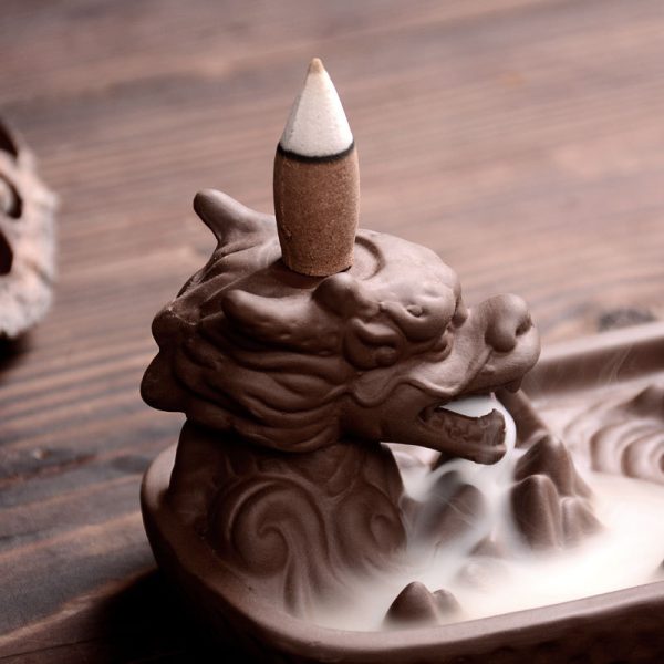 Smoking Dragon Ceramic Incense Holder 2