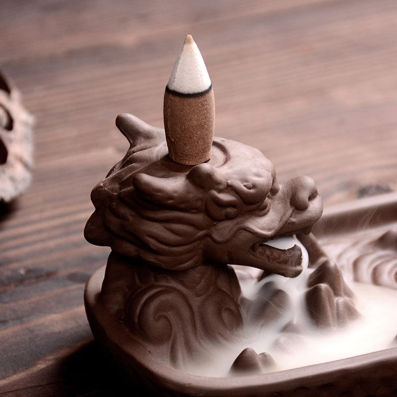 Smoking Dragon Ceramic Incense Holder
