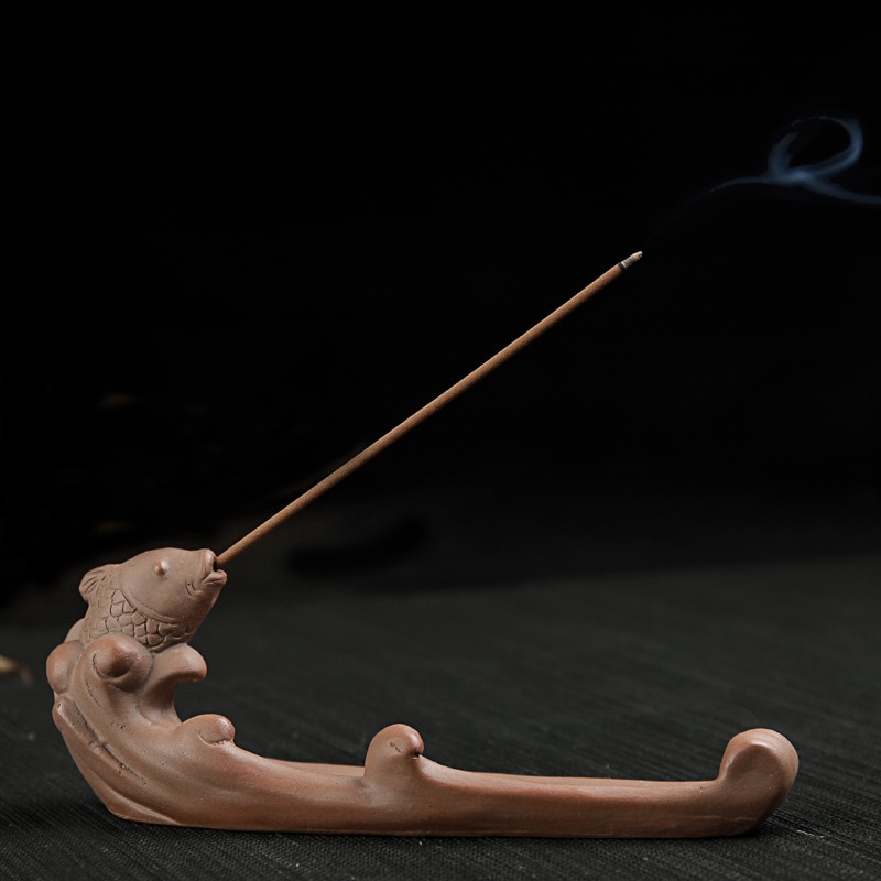 Clay Carp Incense Stick Holder