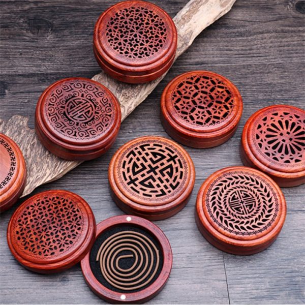 Handmade Wood Carved Coil Incense Burner 1