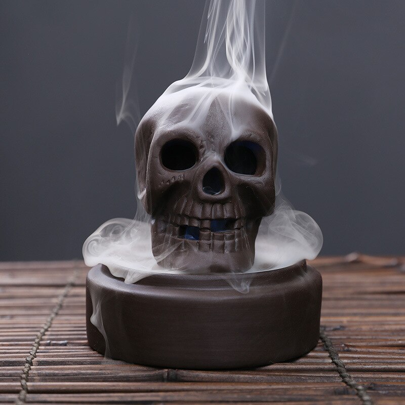 1X LED Halloween Backflow Incense Burner Skull|Incense Burn