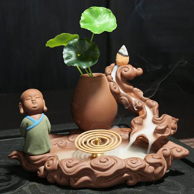 Zen Monk Ceramic Backflow/Coil Incense Burner